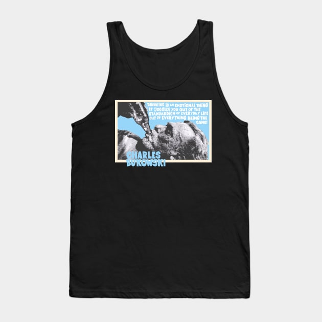 Charles Bukowski Portrait: Embracing the Subversive Spirit of Critical Thinking and Beer Wisdom Tank Top by Boogosh